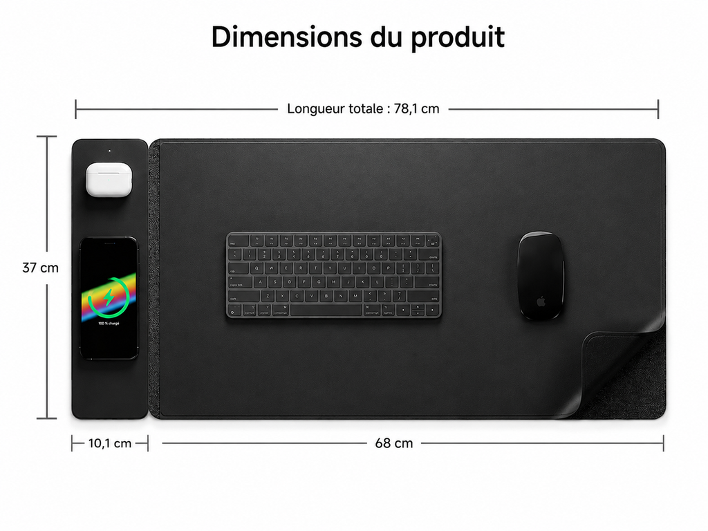 Tapis de Souris Premium avec Chargeur Sans Fil Magnétique 15W
