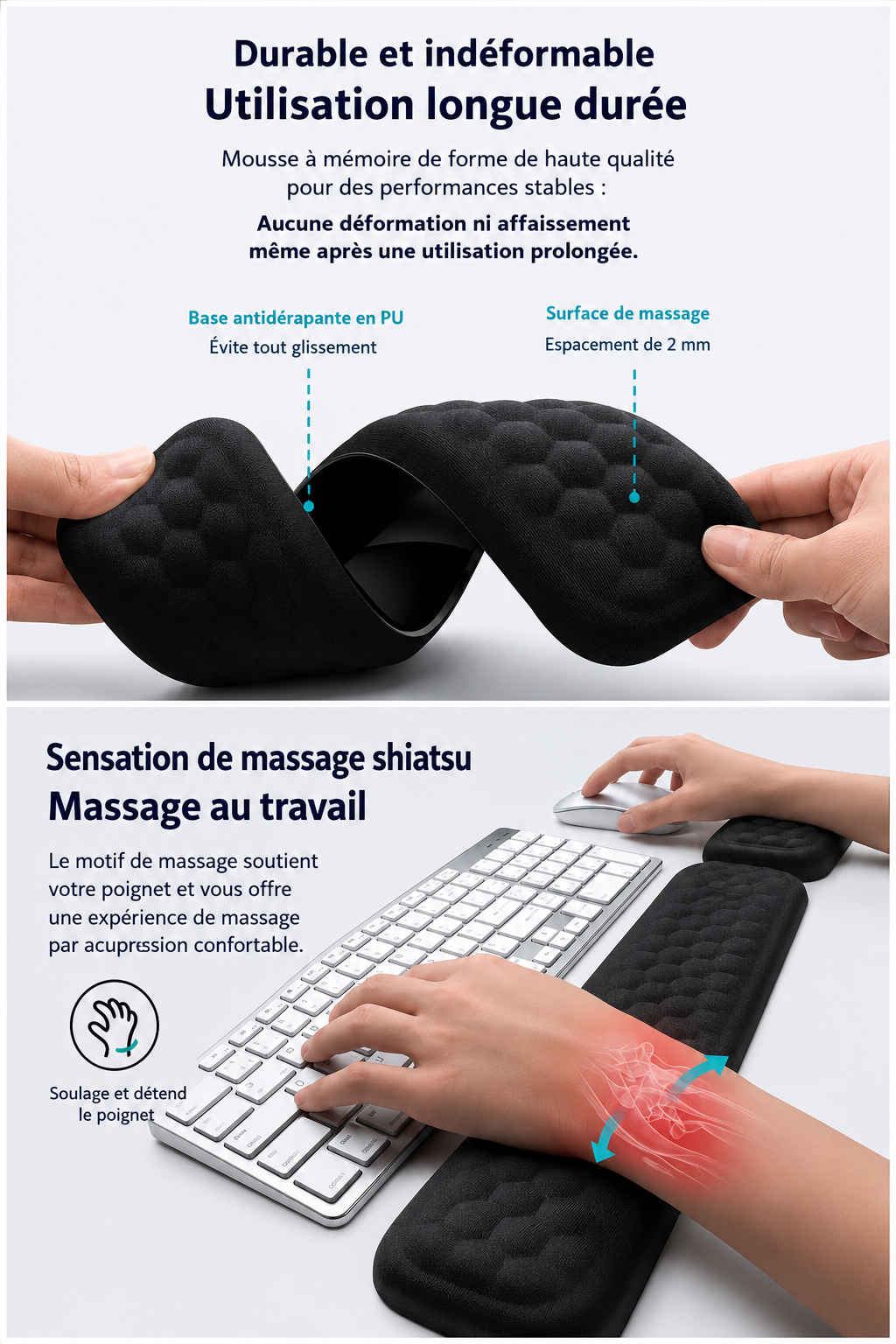 Repose-Poignet Ergonomique à Mémoire de Forme